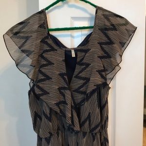 Hello Miss Gold Navy Chevron High Low Dress Size L